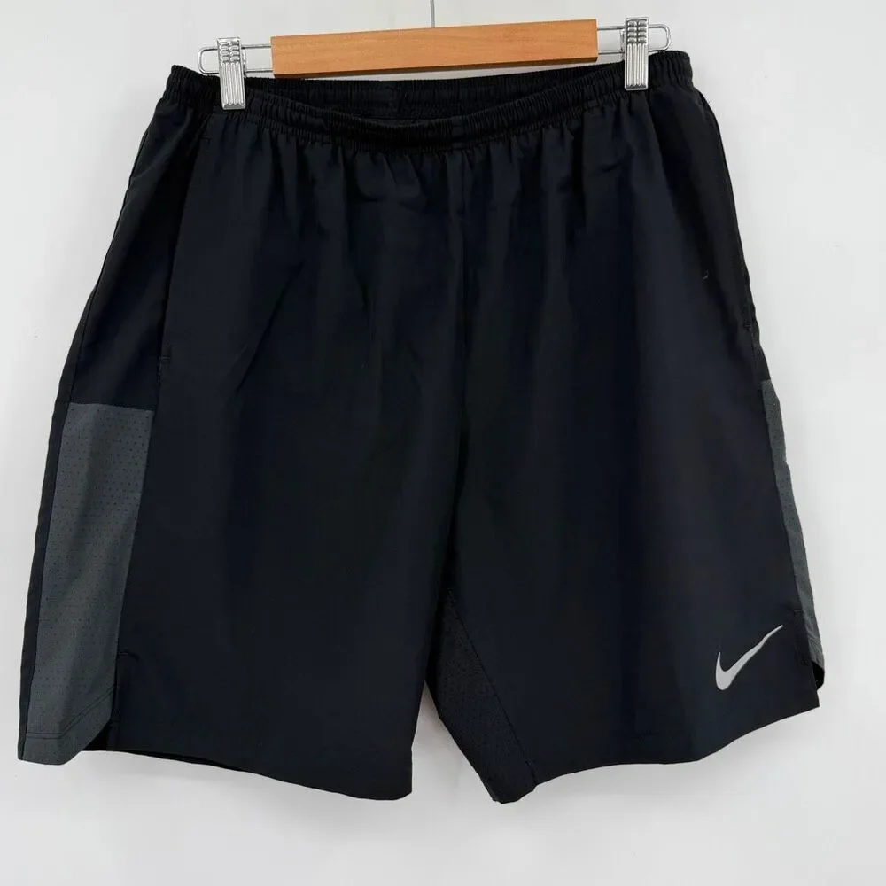 Nike Black Gray Dri-FIT Brief Lined Flex Challenger Running Shorts Size Large